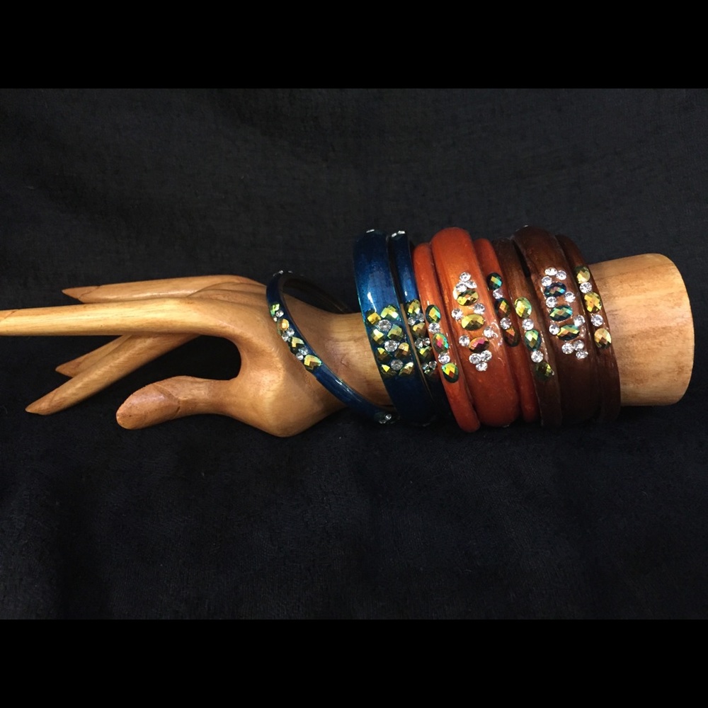 9 Pc Hand blown artisan glass bangles